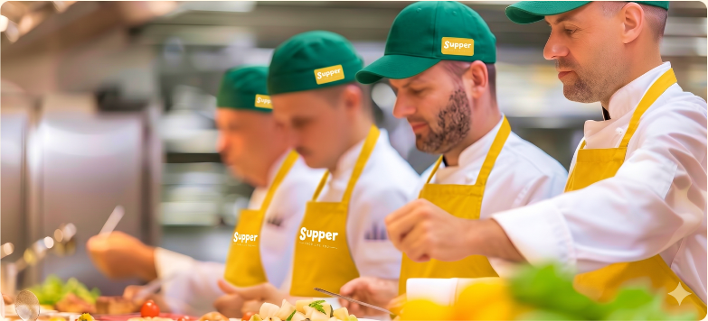 Supper chef team cooking in a professional kitchen