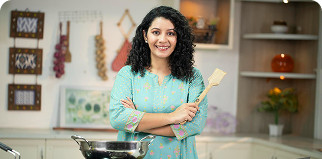 Home chef smiling in a kitchen