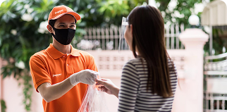 Food being delivered to a customer